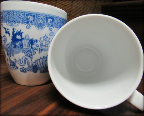 Blue Willow Dishes, Delft Blue, Porcelain Chinaware, Unique Cool Coffee Mugs Calamityware: Things Could Be Worse (Set of 4), Single 12-oz Mug