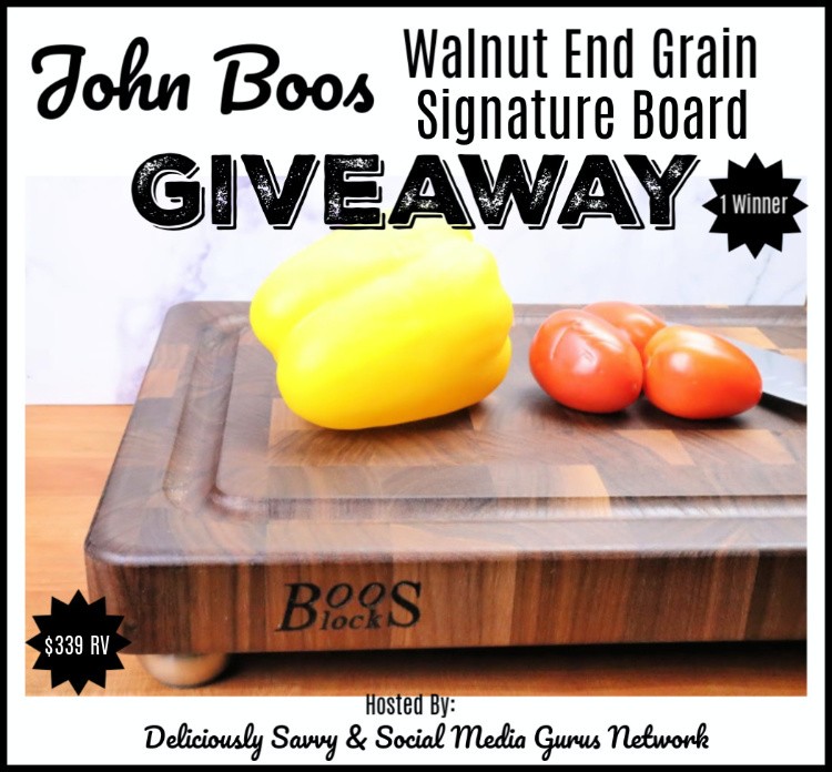 John Boos Co. Walnut End Grain Signature Board Giveaway ~ Ends 12/25 @SMGurusNetwork  @JohnBoosCo #MySillyLittleGang