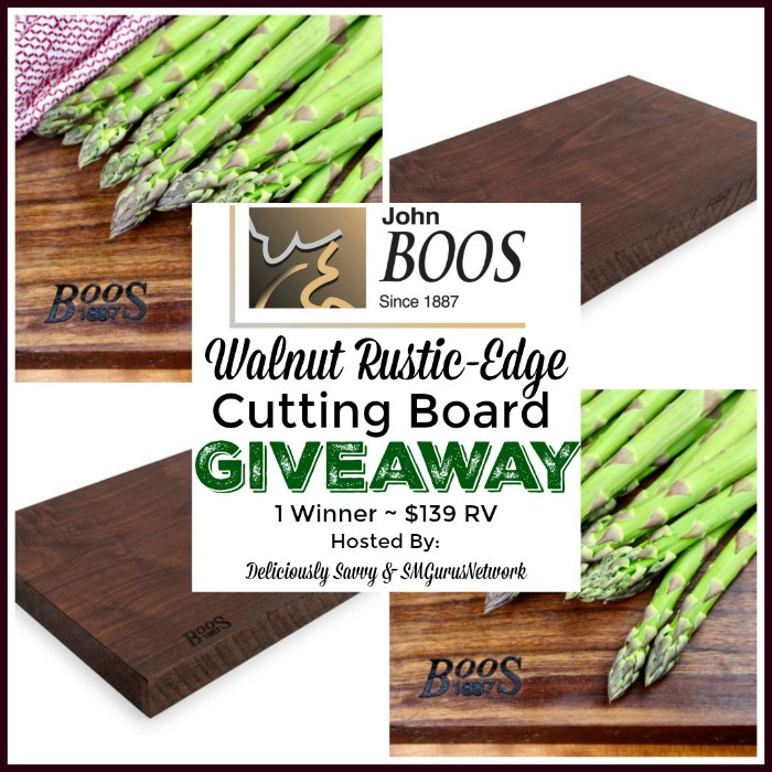 John Boos & Co. Walnut Rustic-Edge Cutting Board Giveaway ~ Ends 6/28 @JohnBoosCo @DeliciouslySavv #MySillyLittleGang