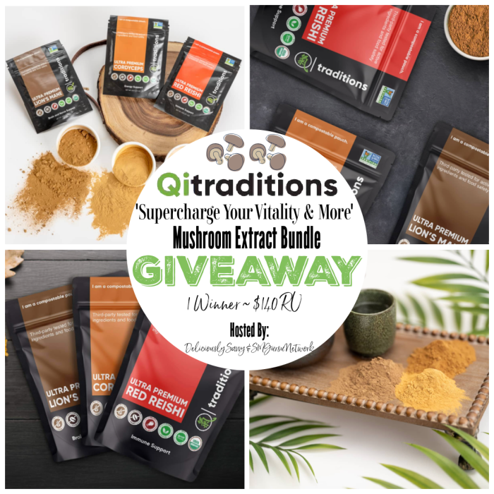 Qi Traditions 'Supercharge Your Vitality & More' Mushroom Extracts Bundle Giveaway ~ Ends 7/15 #MySillyLittleGang