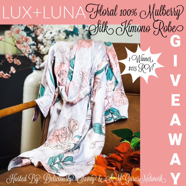 LUX+LUNA Floral 100% Mulberry Silk Kimono Robe Giveaway